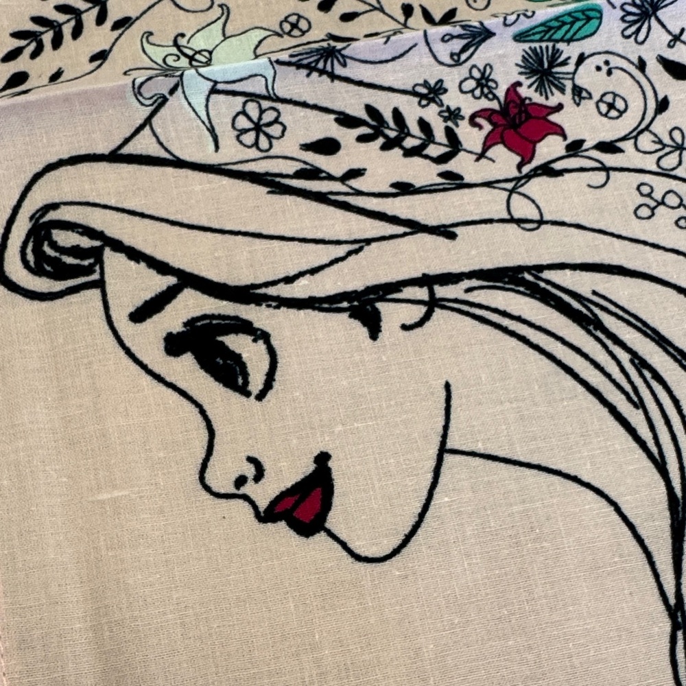 Disney Princess Floral Scarf - Pink and Black vintage handkerchief - Picture 7 of 8